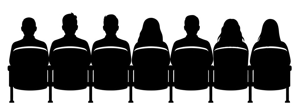 Third row of theater seats